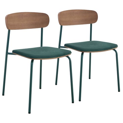 Lot De 2 Chaises Empilables En Bois Vert Kaki