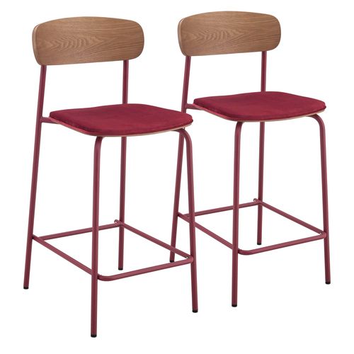 Lot De 2 Chaises Hautes En Bois Bordeaux