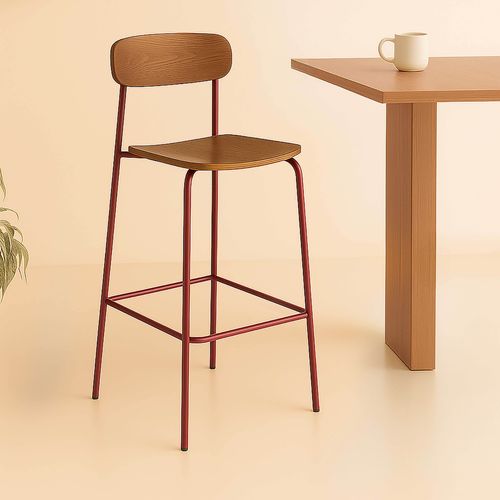 Lot De 2 Chaises Hautes En Métal Et Bois Bordeaux