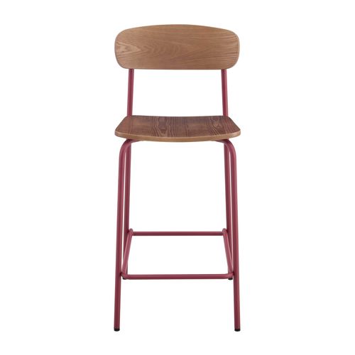 Lot De 2 Chaises Hautes En Métal Et Bois Bordeaux