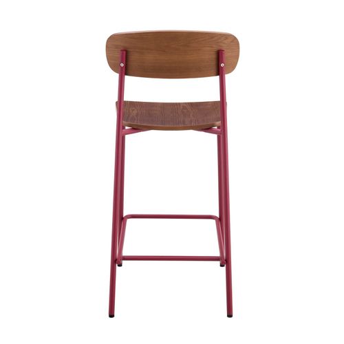 Lot De 2 Chaises Hautes En Métal Et Bois Bordeaux