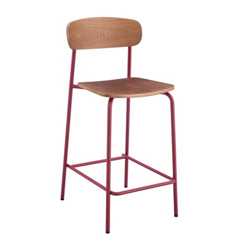 Lot De 2 Chaises Hautes En Métal Et Bois Bordeaux