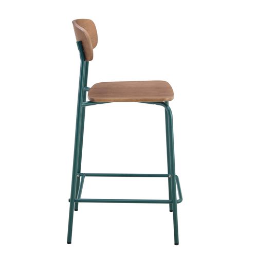Lot De 2 Chaises Hautes En Métal Et Bois Vert Kaki