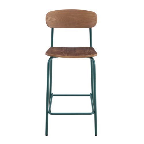 Lot De 2 Chaises Hautes En Métal Et Bois Vert Kaki