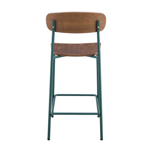 Lot De 2 Chaises Hautes En Métal Et Bois Vert Kaki