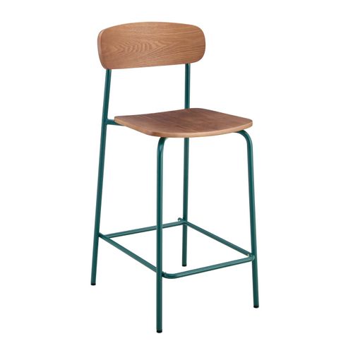 Lot De 2 Chaises Hautes En Métal Et Bois Vert Kaki