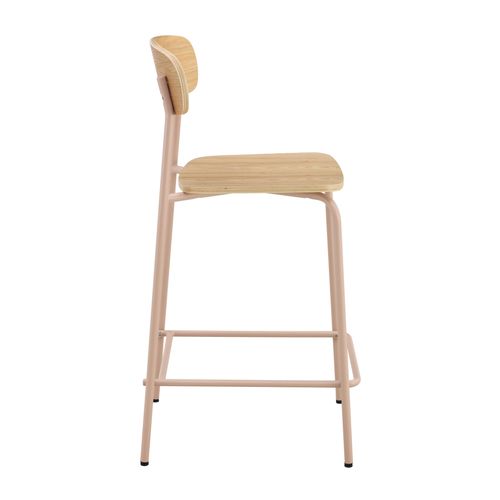Lot De 2 Chaises Hautes En Métal Et Bois Rose