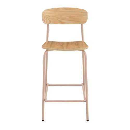 Lot De 2 Chaises Hautes En Métal Et Bois Rose