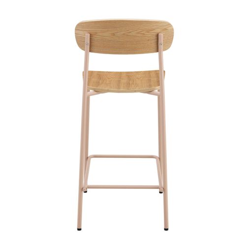 Lot De 2 Chaises Hautes En Métal Et Bois Rose