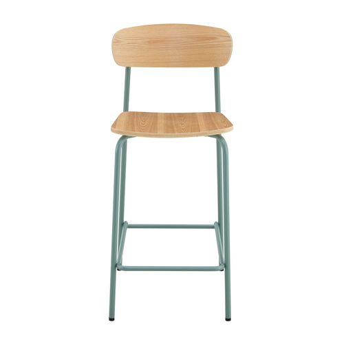 Lot De 2 Chaises Hautes En Métal Et Bois Bleu Clair