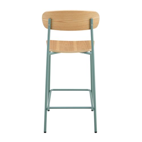 Lot De 2 Chaises Hautes En Métal Et Bois Bleu Clair