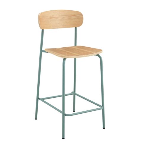 Lot De 2 Chaises Hautes En Métal Et Bois Bleu Clair