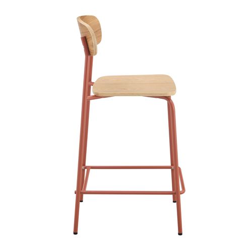 Lot De 2 Chaises Hautes En Métal Et Bois Orange