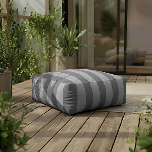 Pouf Rayé Pour Salon De Jardin Modulable Gris Anthracite Mixi