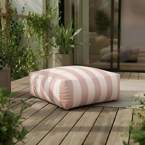 Pouf Rayé Pour Salon De Jardin Modulable Rose Poudré Mixi