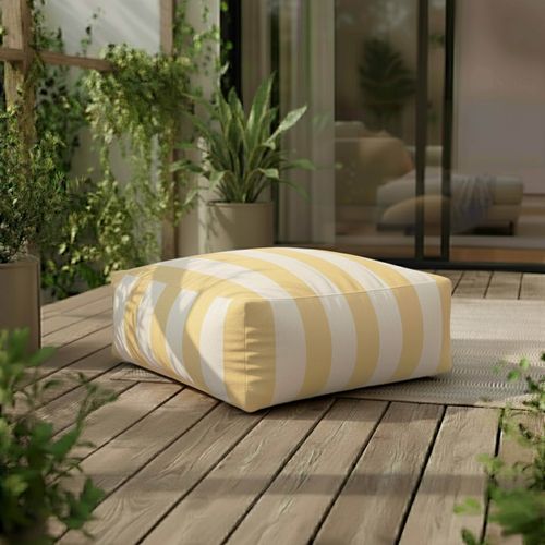 Pouf Rayé Pour Salon De Jardin Modulable Jaune Clair Mixi