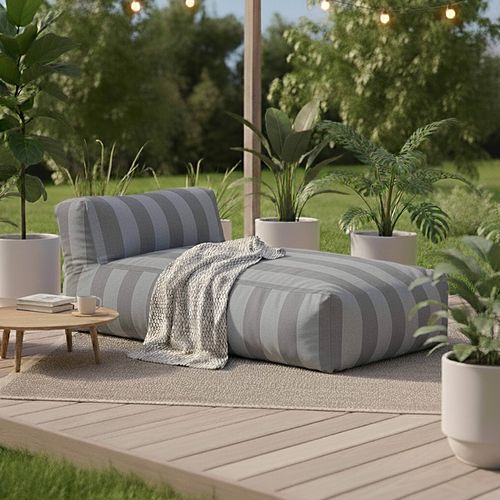 Méridienne Rayé Pour Salon De Jardin Modulable Gris Anthracite Mixi