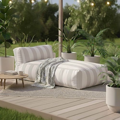 Méridienne Rayé Pour Salon De Jardin Modulable Beige Mixi