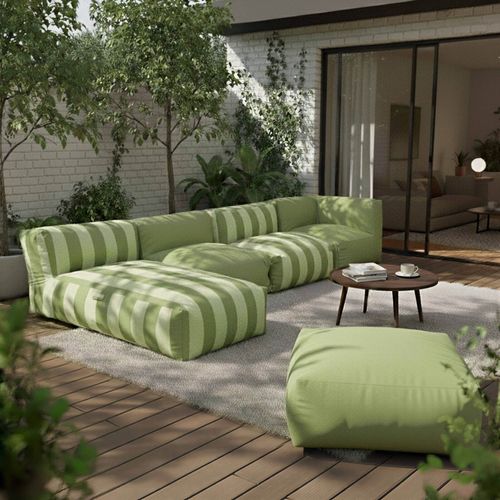 Méridienne Rayé Pour Salon De Jardin Modulable Vert Cactus Mixi