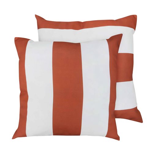 Lot De 2 Coussins Carrés Polyester 45x45x8 Cm Blanc Et Terracotta Quito