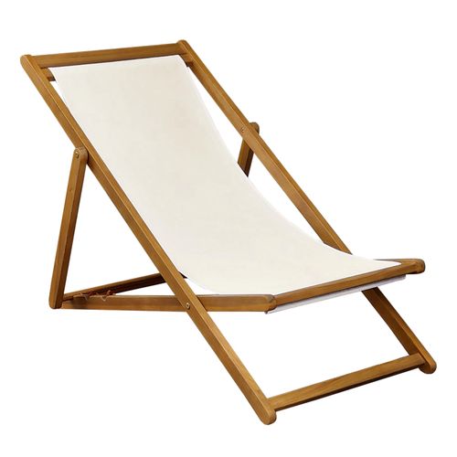 Lot De 2 Chiliennes En Acacia Inclinables 3 Positions Écru