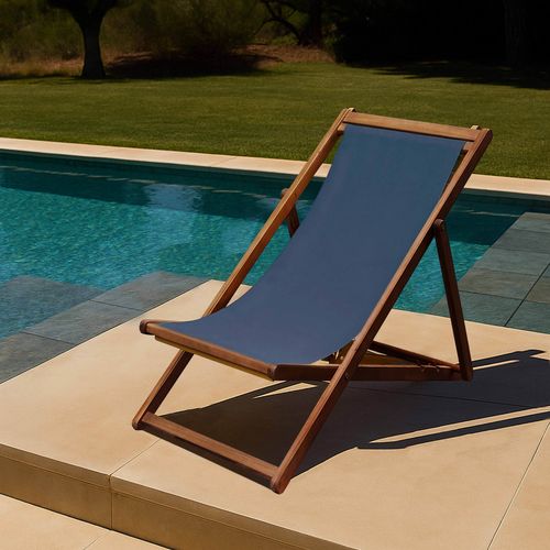 Lot De 2 Chiliennes En Acacia Inclinables 3 Positions Bleu Foncé