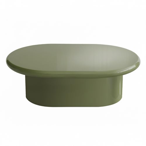 Table Basse Ovale 100 X 70 Cm En Mdf Effet Laqué Vert Olive
