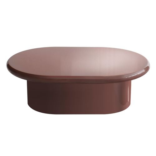 Table Basse Ovale 100 X 70 Cm En Mdf Effet Laqué Bordeaux