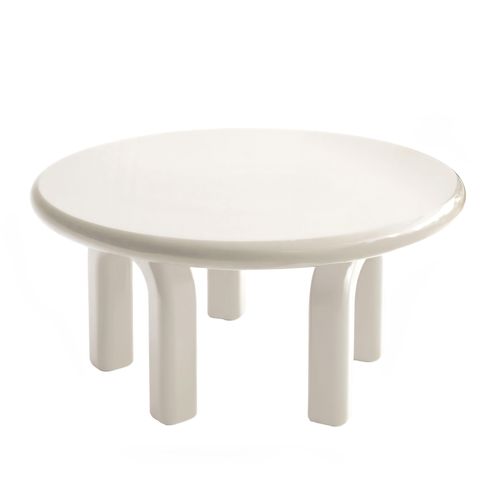 Table Basse Ronde 80 Cm En Mdf Effet Laqué Blanc