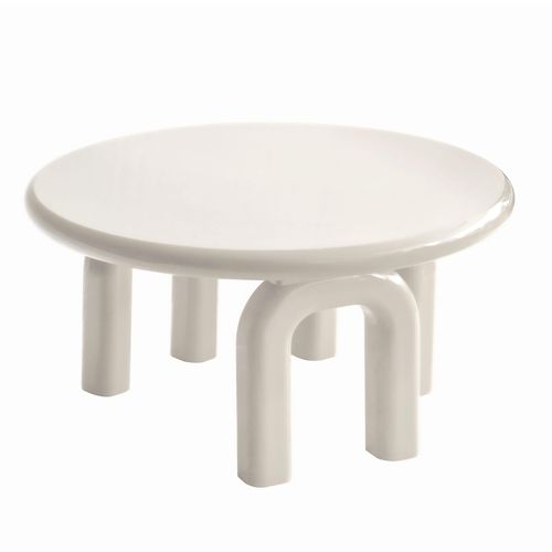 Table Basse Ronde 80 Cm En Mdf Effet Laqué Blanc