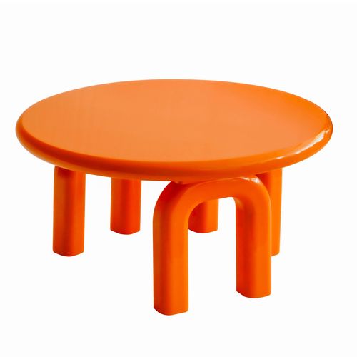 Table Basse Ronde 80 Cm En Mdf Effet Laqué Orange