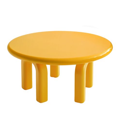 Table Basse Ronde 80 Cm En Mdf Effet Laqué Jaune