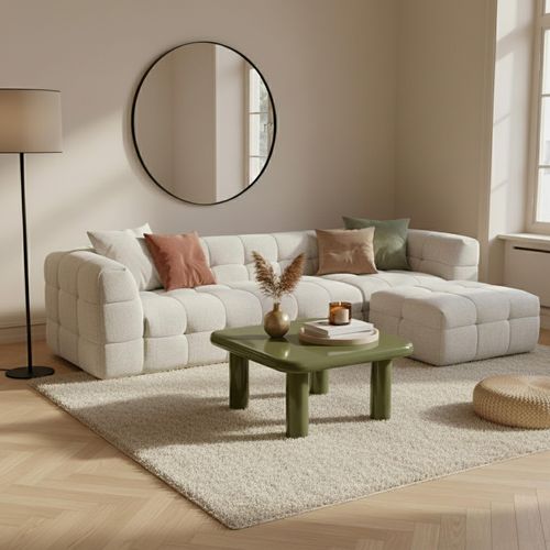 Table Basse Carrée 75 Cm En Mdf Effet Laqué Vert Olive