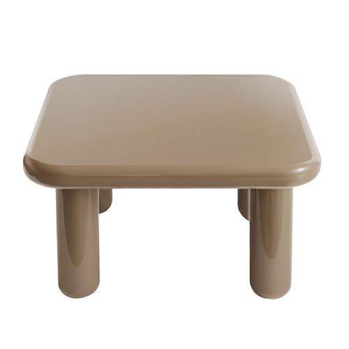 Table Basse Carrée 75 Cm En Mdf Effet Laqué Taupe