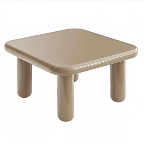 Table Basse Carrée 75 Cm En Mdf Effet Laqué Taupe