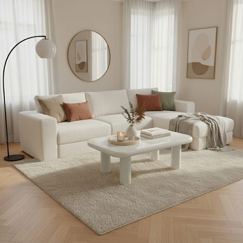 Table Basse Rectangulaire 100 Cm En Mdf Effet Laqué Blanc