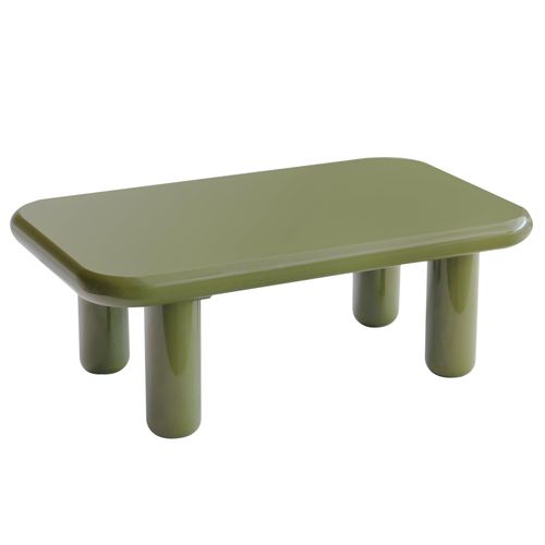 Table Basse Rectangulaire 100 Cm En Mdf Effet Laqué Vert Olive