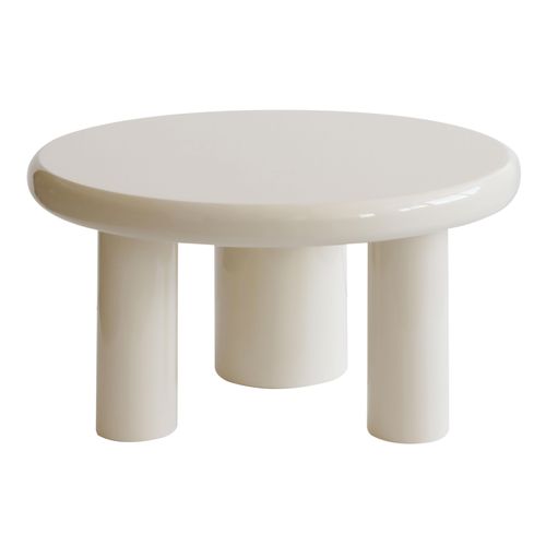 Table Basse Ronde 100 Cm En Mdf Effet Laqué Blanc
