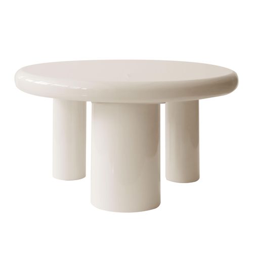 Table Basse Ronde 100 Cm En Mdf Effet Laqué Blanc