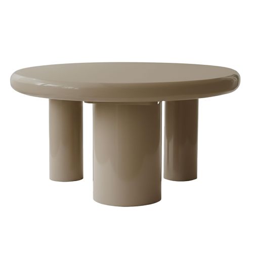 Table Basse Ronde 100 Cm En Mdf Effet Laqué Taupe