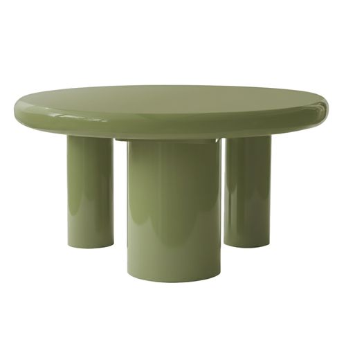 Table Basse Ronde 100 Cm En Mdf Effet Laqué Vert Olive