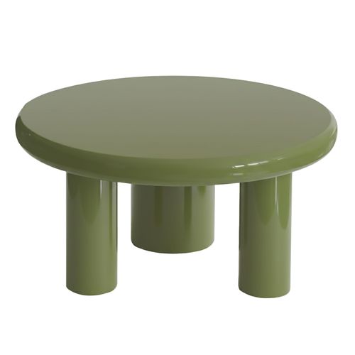 Table Basse Ronde 100 Cm En Mdf Effet Laqué Vert Olive