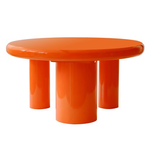 Table Basse Ronde 100 Cm En Mdf Effet Laqué Orange