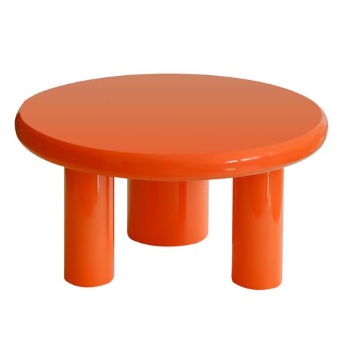 Table Basse Ronde 100 Cm En Mdf Effet Laqué Orange
