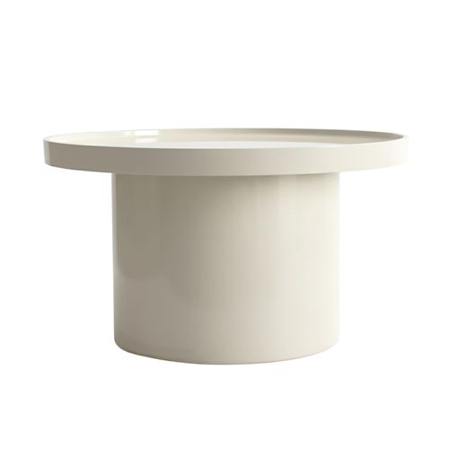 Table Basse Ronde 50 Cm En Mdf Effet Laqué Blanc