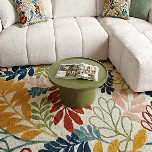 Table Basse Ronde 50 Cm En Mdf Effet Laqué Vert Olive