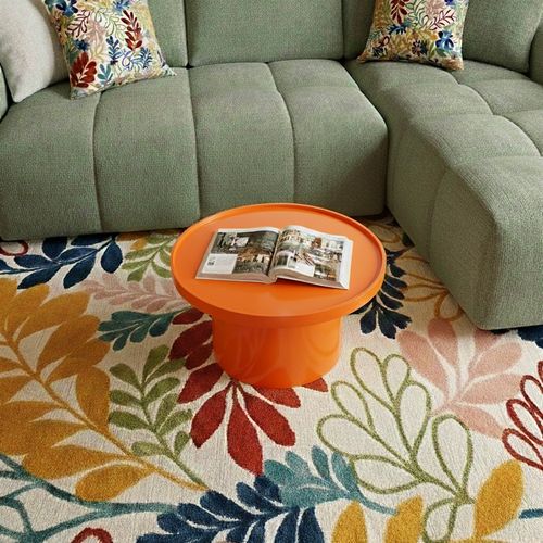 Table Basse Ronde 50 Cm En Mdf Effet Laqué Orange