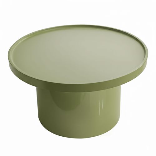 Table Basse Ronde 70 Cm En Mdf Effet Laqué Vert Olive