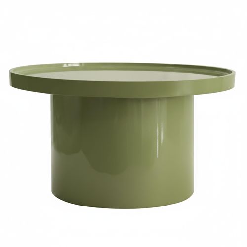 Table Basse Ronde 70 Cm En Mdf Effet Laqué Vert Olive
