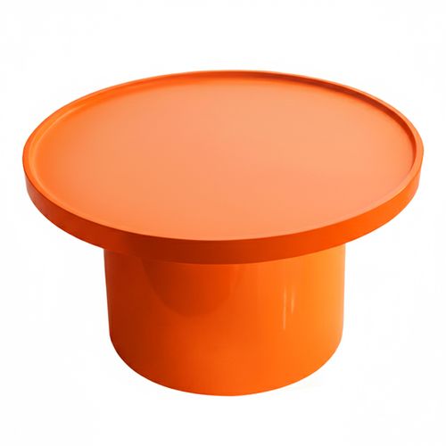 Table Basse Ronde 70 Cm En Mdf Effet Laqué Orange